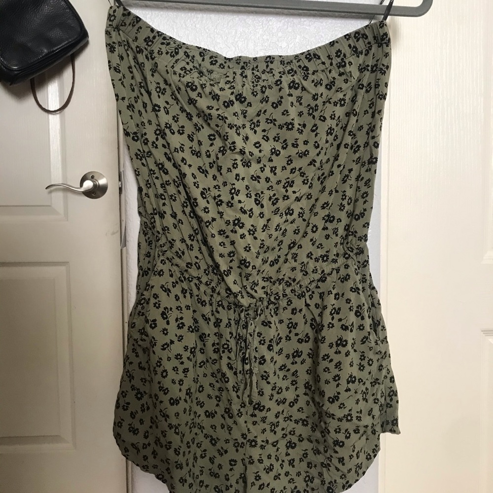 Forever 21 olive green strapless romper